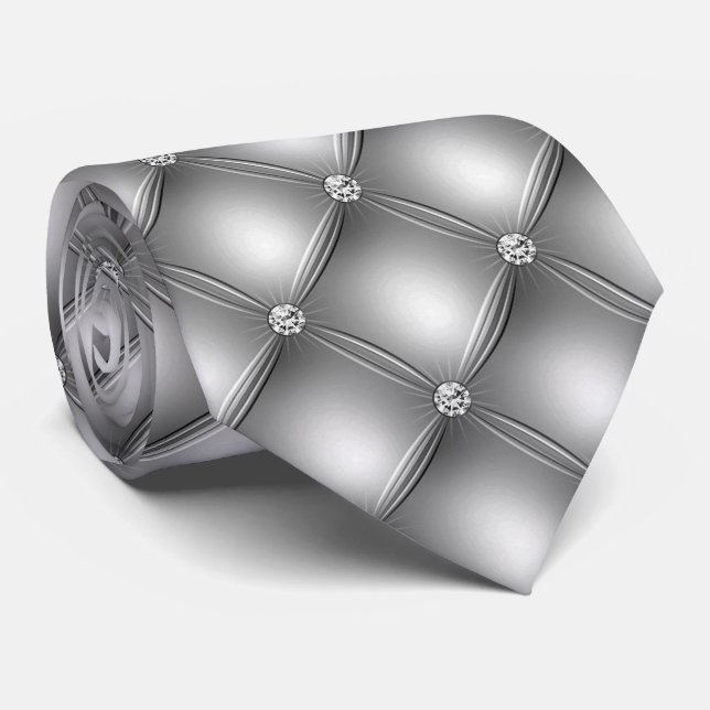 Grey Background and Pearls   Tie (Rolled)