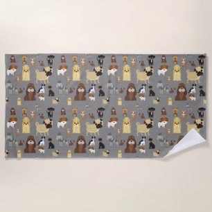 grey background dogs pattern beach towel