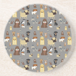 grey background dogs pattern coaster