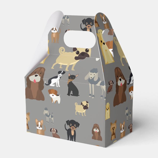 grey background dogs pattern favour box (Front Side)