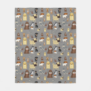 grey background dogs pattern fleece blanket