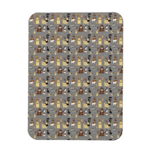 grey background dogs pattern. magnet