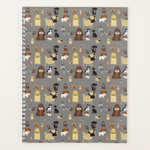 grey background dogs pattern planner