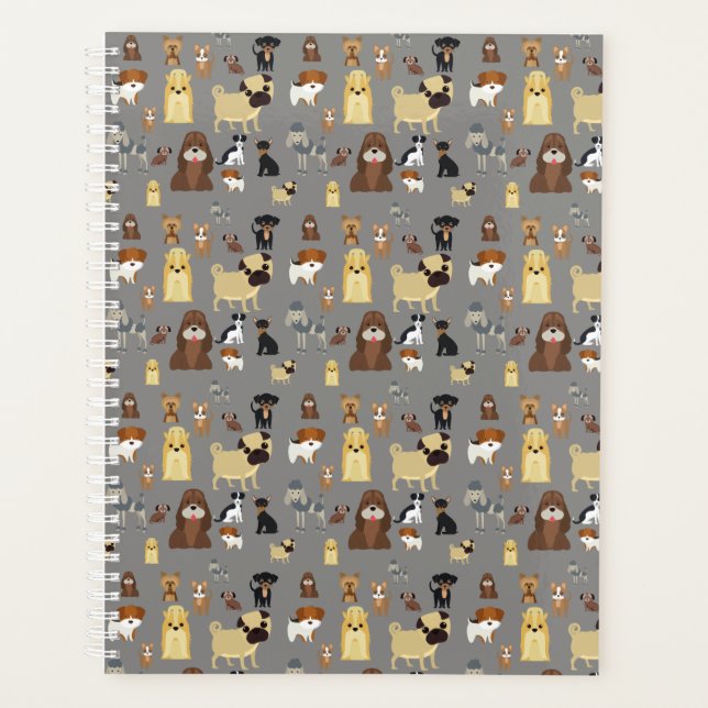 grey background dogs pattern planner (Front)