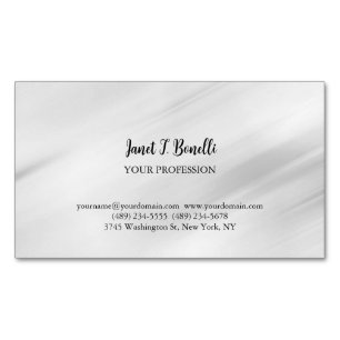 Grey Background Elegant Plain Simple Professional Magnetic Business Card