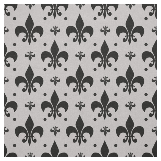 Grey Background Fleur-de-lis Pattern Design  Fabric (Swatch)