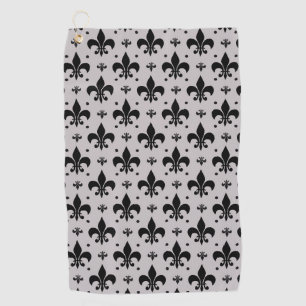 Grey Background Fleur-de-lis Pattern Design Golf Towel