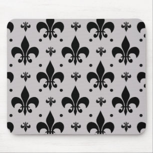 Grey Background Fleur-de-lis Pattern Design Mouse Mat