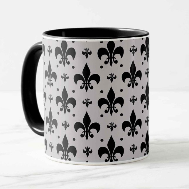 Grey Background Fleur-de-lis Pattern Design  Mug (Creator Uploaded)