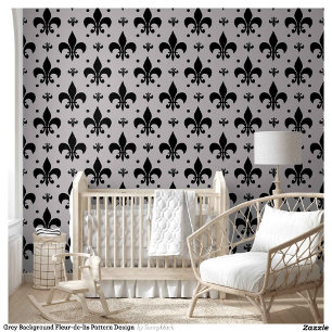Grey Background Fleur-de-lis Pattern Design  Wallpaper