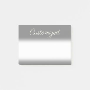 Grey Background & Ivory Script Style Custom Name Post-it Notes