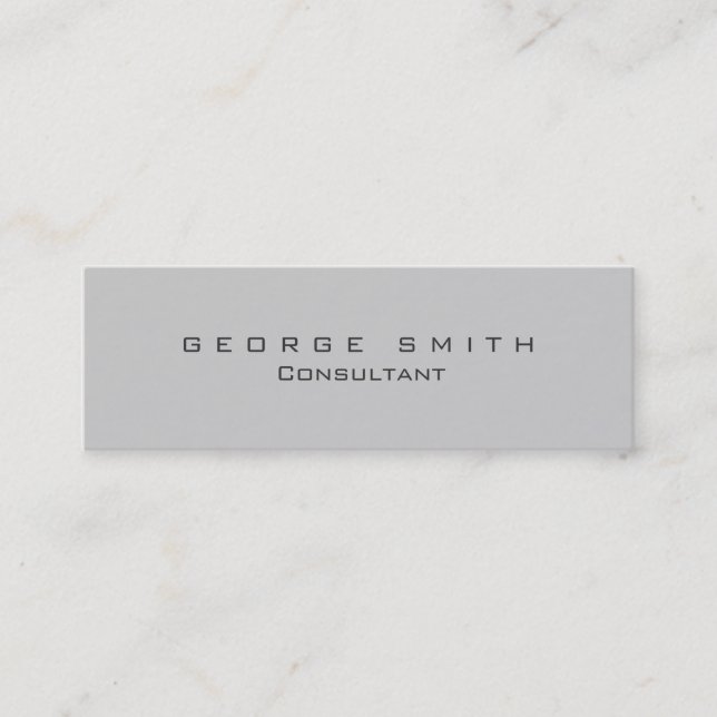 Grey Background Modern Slim Plain Business Card (Front)
