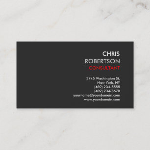 Grey Background Red Modern Business Card