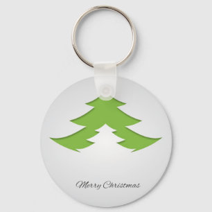 Grey Background With Christmas Tree Key Ring