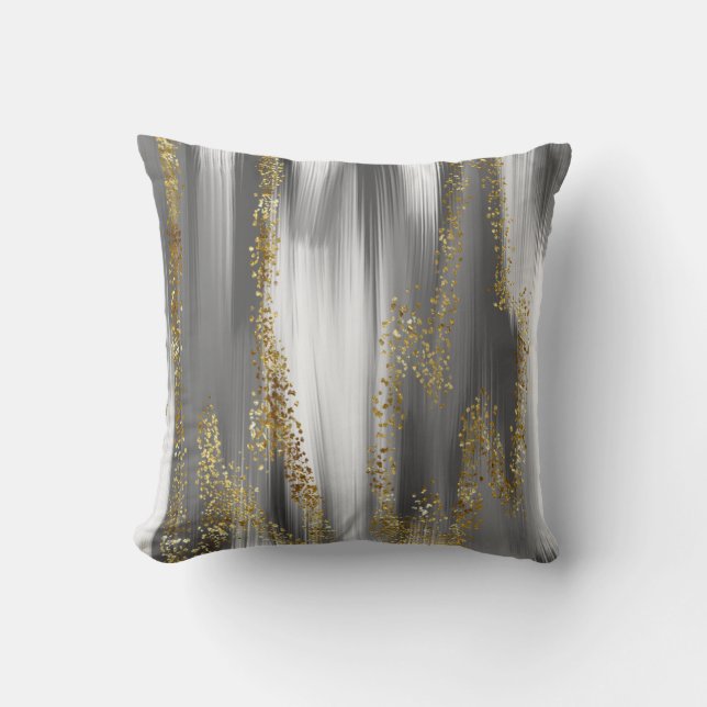 grey background with gold glitterart,gold,golden,a cushion (Front)