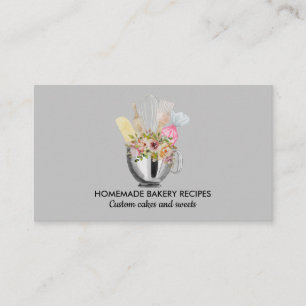 Grey Bakery Cake Maker Cupcake Shop Business Card