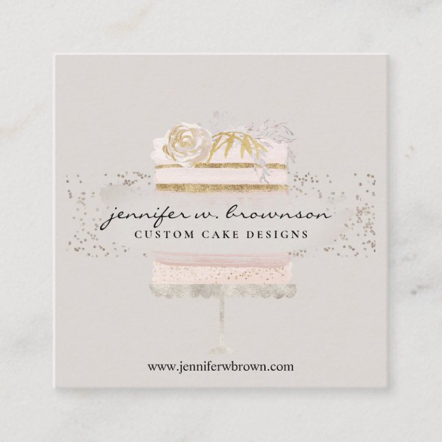 Grey baking video sales food blogging square business card (Front)