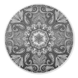 Grey Bandanna Pattern Country Ceramic Pull