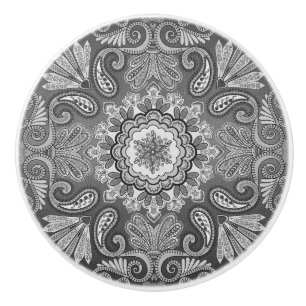 Grey Bandanna Pattern Country Ceramic Pull