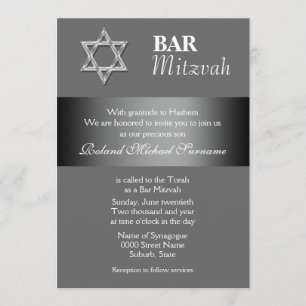 Grey bar mitzvah celebrations invitation