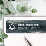 Grey Bar Mitzvah Silver Foil Star Return Address<br><div class="desc">Be proud, rejoice and celebrate this milestone of your favourite Bar Mitzvah whenever you use this cool, unique, modern, personalised return address label! Metallic silver foil brush strokes and Star of David, along with bold, white typography, overlay a rich, dark charcoal grey blue ombre paint background. Personalise the custom text...</div>