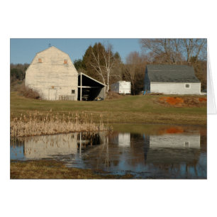 Grey Barn - Reflections of Serenity in Pond Card