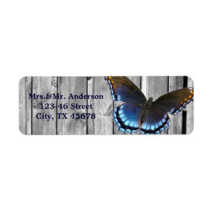 Grey Barn Wood BLue Butterfly Wedding