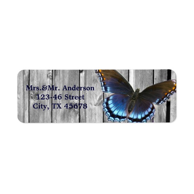 Grey Barn Wood BLue Butterfly Wedding (Front)