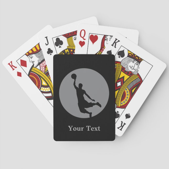 Grey Basketball Circle Logo Personalised Playing Cards (Back)