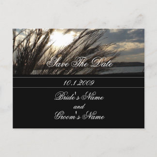Grey Beach Save The Date postcard. Announcement Postcard