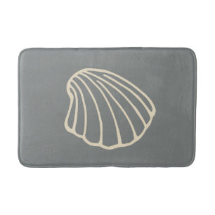 Grey Beach Seashell Sea Bathroom Rug Bath Mat