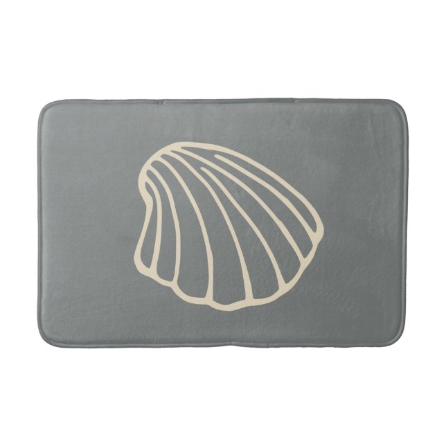 Grey Beach Seashell Sea Bathroom Rug Bath Mat (Front)