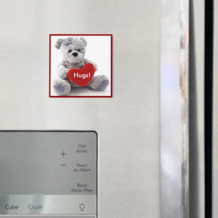 Grey Bear With Heart Magnet