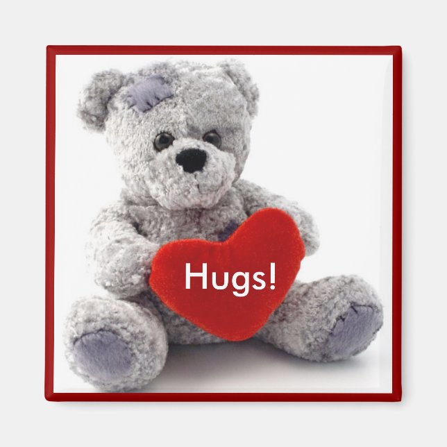 Grey Bear With Heart Magnet (Front)