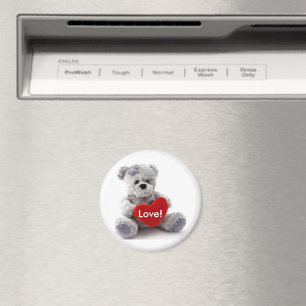 Grey Bear With Heart Magnet