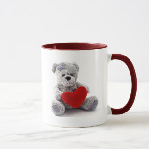Grey Bear With Heart Mug