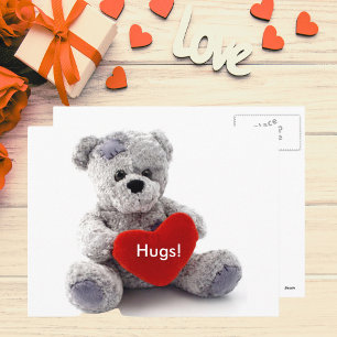 Grey Bear With Heart Postcard