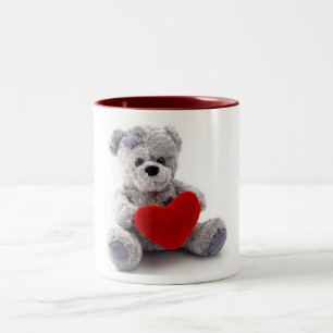 Grey Bear With Heart Two-Tone Coffee Mug