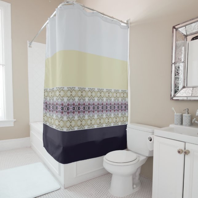 Grey Beige And Purple Shower Curtain (In Situ)
