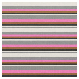 Grey, Beige, Black, Brown, and Hot Pink Pattern Fabric
