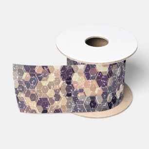 Grey, beige geometric satin ribbon