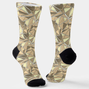 grey beige geometric shapes pattern modern  socks