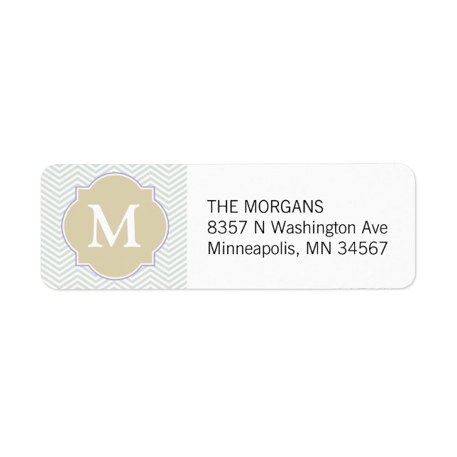 Grey & Beige Modern Chevron Custom Monogram (Front)