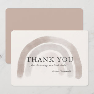 Grey Beige Rainbow Baby Shower Thank You Card