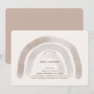 Grey Beige Rainbow Watercolor Baby Shower Invitation