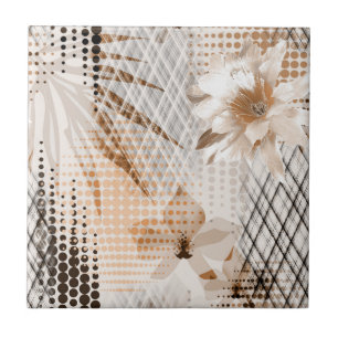 Grey, beige tropical pattern. tile