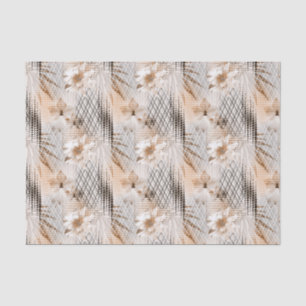 Grey, beige tropical pattern. tissue paper