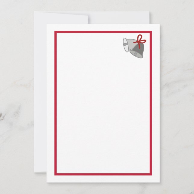 Grey bells with red ribbon image on Wedding Invite (Front)