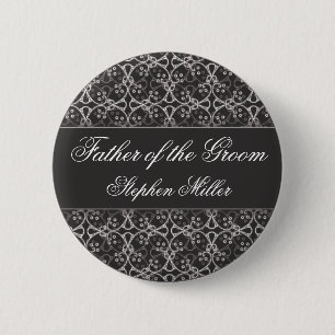 Grey Berry Cluster Wedding Party Button