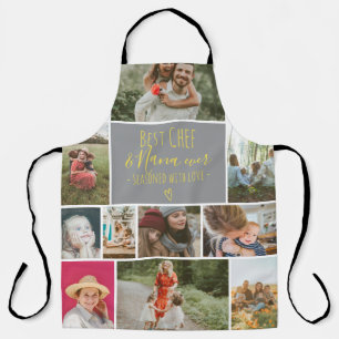 Grey Best chef and grandma photo collage grid Apron